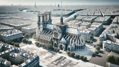 Cathédrale Notre-Dame avec plans de restauration futurs représentés.