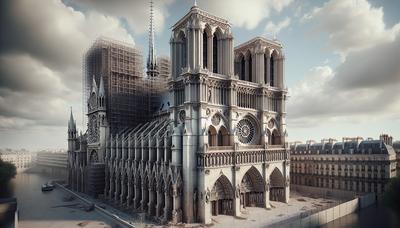 Cathédrale Notre-Dame avec échafaudages pendant le processus de restauration.