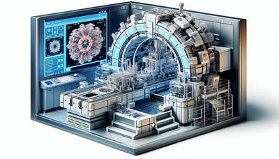 Máquina de resonancia magnética nuclear analizando la estructura molecular.