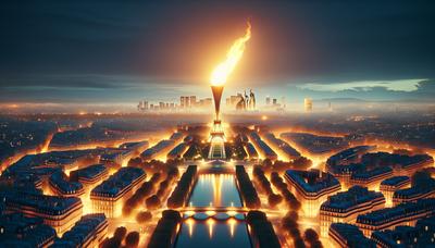 Flamme olympique illuminant les rues et monuments de Paris.