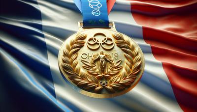 Médaille d'or olympique avec fond de drapeau français