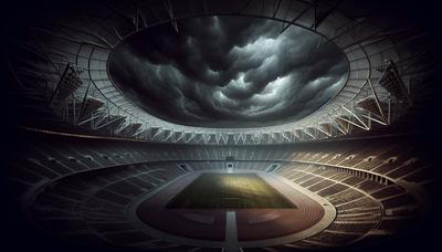 Stade olympique sous enquête, des nuages sombres au-dessus.