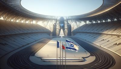 Stade olympique avec drapeaux français et israélien visibles