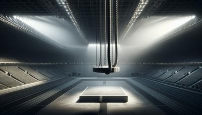 Stade olympique avec projecteur sur une plate-forme haute.