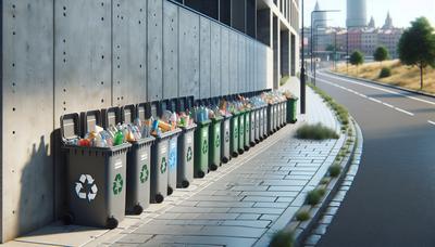 Overvolle recyclebakken op de stoep achtergelaten.