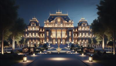 Palais de l'Élysée illuminé la nuit.