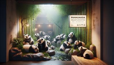 Panda’s in verblijf met Fins dierentuinbord.