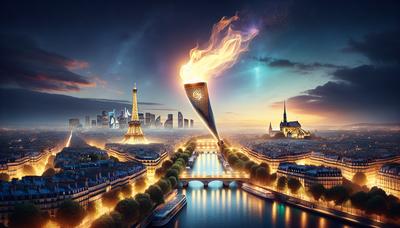 Flamme paralympique illuminant la skyline de Paris la nuit