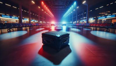 "Valise de l'aéroport de Paris avec des lumières de police au sol"