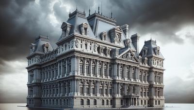 Bâtiment du palais de justice de Paris par temps nuageux.