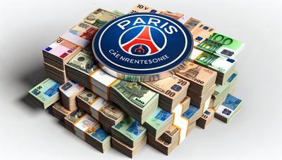 Logo du Paris FC sur une pile d'argent.