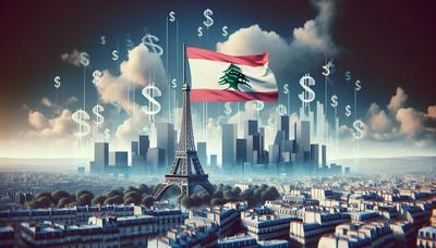 Horizont de Paris avec des signes dollar et le drapeau libanais.