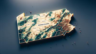 Mapa de Pensilvania resaltado con áreas de creciente comunidad hispana.