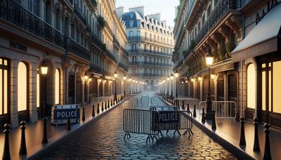 Présence policière sécurisant les rues de Paris avec des barrières.