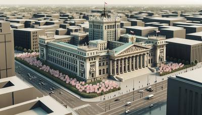 Edificio del parlamento polacco con cartelli di protesta contro l'aborto