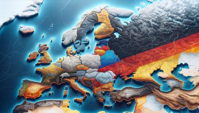 Politische Karte mit Russland und Deutschland hervorgehoben.