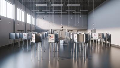 Bureau de vote avec urnes et isoloirs