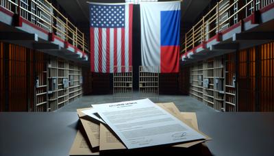 "Documents d'échange de prison des drapeaux des États-Unis et de la Russie"