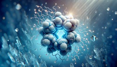 Eiwitmolecuul met koude-thema achtergrond en pijnaflatieconcept.