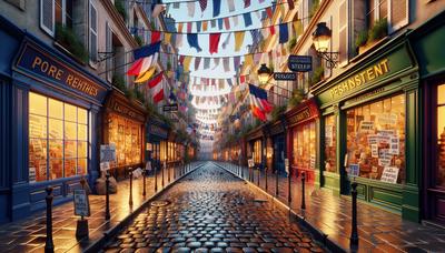 En arrière-plan, des pancartes de protestation et des drapeaux dans les rues de Paris.