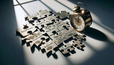 Pezzi di puzzle con termini di salute mentale e orologio