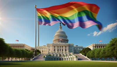 Bandera arcoíris ondeando sobre el edificio del Capitolio de los EE. UU.