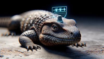 Messung des Reptilienpulses am Kopf mit Sensor.