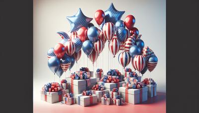 Republikeinse ballonnen en cadeaus in patriottische kleuren