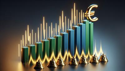 Steigende Balkendiagramme mit Euro-Symbolen und Alarmen