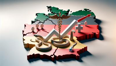 "Ansteigende Grafik der Karte von Deutschland und Gesundheitssymbole"