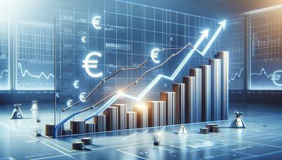 Steigendes Diagramm mit Euro-Symbolen und Warnzeichen.