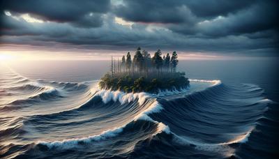 Los mares en aumento engullen la isla con un horizonte lejano.