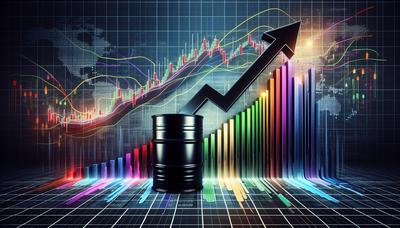 "Gráficos de ações em alta com barril de petróleo em queda"