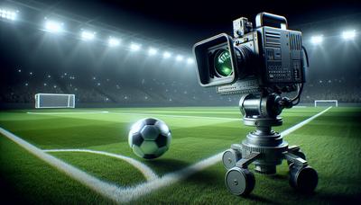 Robotcamera die een live voetbalwedstrijd filmt