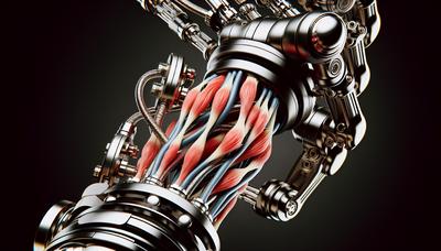 Bras robotique avec des actionneurs souples semblables à des muscles en action.