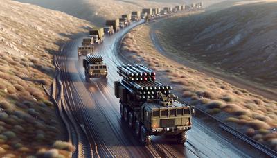 Comboio militar romeno transportando sistema de mísseis para a Ucrânia.