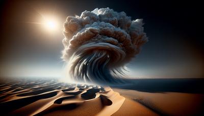 Polvo del desierto del Sahara girando en una nube de huracán.