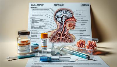 Speekseltestkit naast diagram van luchtweginfectie