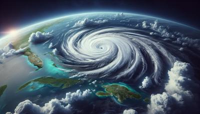 Imagem de satélite do furacão Beryl se aproximando das ilhas do Caribe.