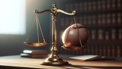 Balances de la justice équilibrées avec un ventre de femme enceinte