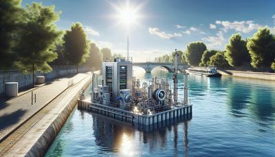 Équipement de test de l'eau de la Seine par une journée ensoleillée.