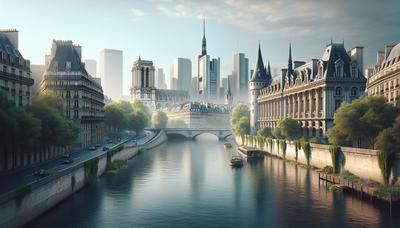 Seine avec de l'eau propre et skyline de Paris