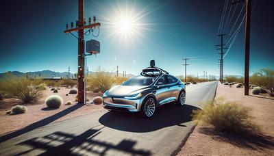 Voiture autonome près d'un poteau téléphonique à Phoenix.