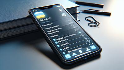 Smartphone, das eine Rekrutierungs-App für Ukrainer im Ausland anzeigt