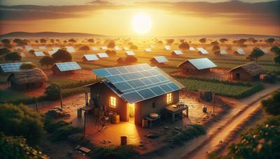 Panneaux solaires alimentant en électricité les foyers et entreprises ruraux en Afrique.