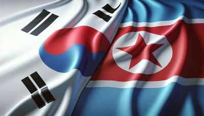 Banderas de Corea del Sur y Corea del Norte con flechas.