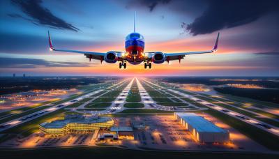 Southwest-Flugzeug im Sinkflug zum Flughafen von Oklahoma City.