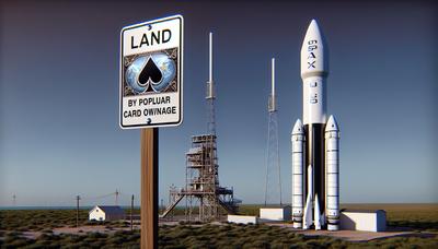 SpaceX-raket nabij het bord van Cards Against Humanity-land.