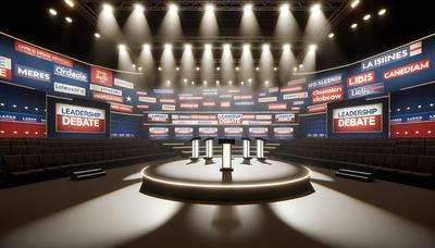 Debate de liderazgo del SPD con fondo de carteles de campaña.