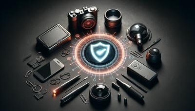 Strumenti di spionaggio e grafica di scudo VPN luminoso.